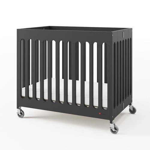 GuestSupply US Foundations Boutique Portable Compact Folding Crib With Foam Mattress Ebony